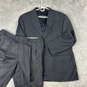 Vtg Chaps Ralph Lauren Suit 44 Short Wool Cashmere Blue 2 Piece Classic